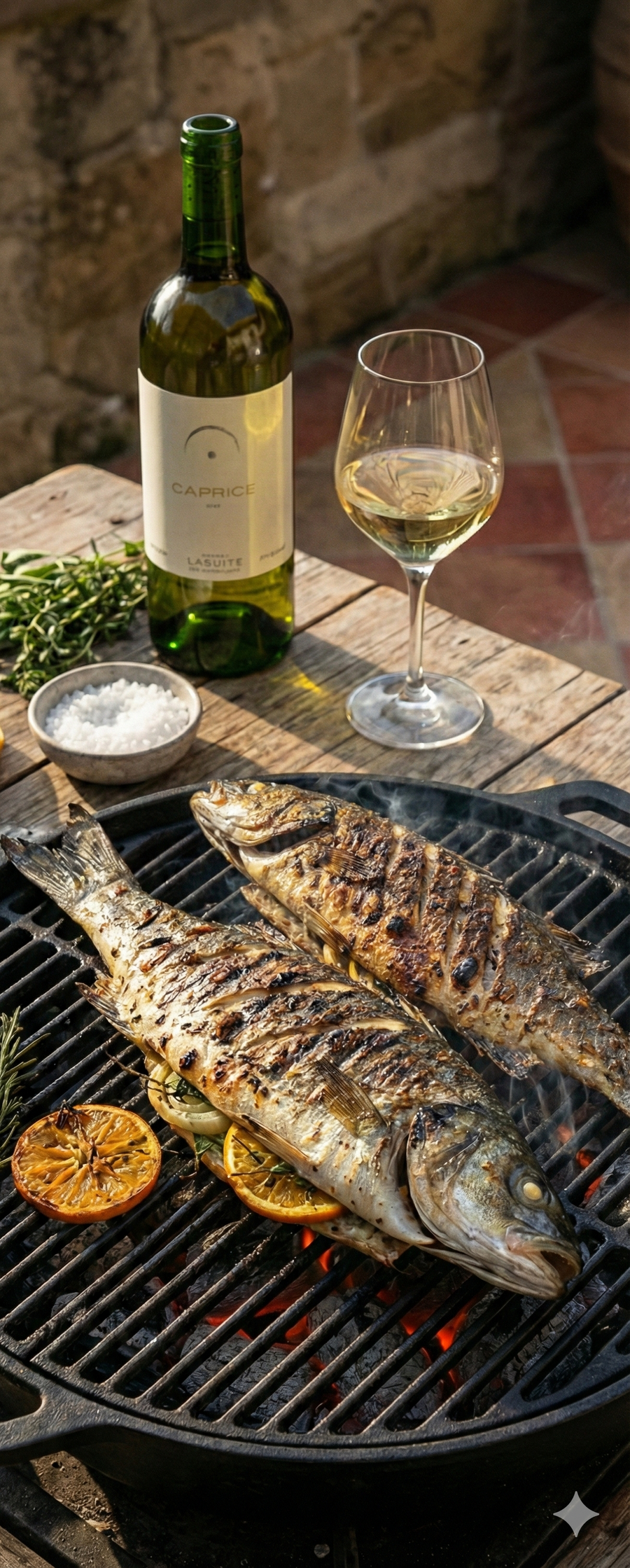 Sea bass with fennel, orange & Mediterranean herbs