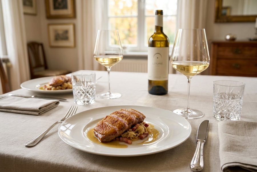 Pan-fried pheasant breast – choucroute & bacon white-wine broth