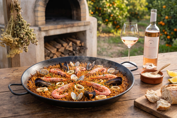 Fideuà de marisco – Valencian noodle paella with seafood & alioli