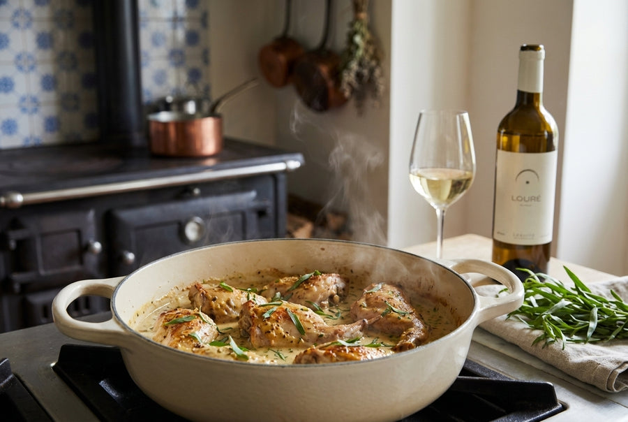 Lapin à la moutarde, mustard-tarragon cream