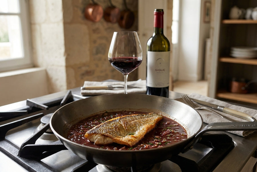 Sandre sur peau – zander fillet in red-wine butter