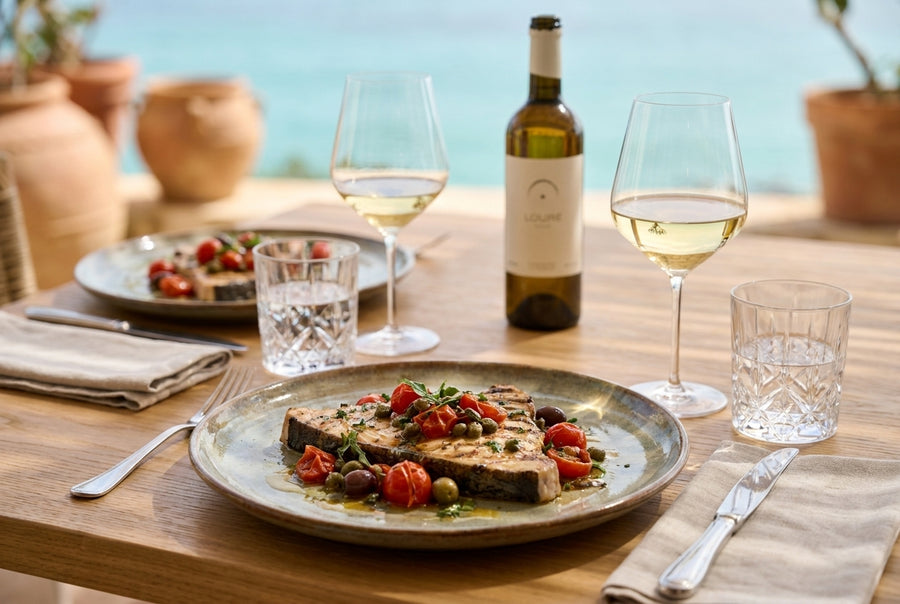 Grilled swordfish “alla siciliana” – capers, mint & pine nuts