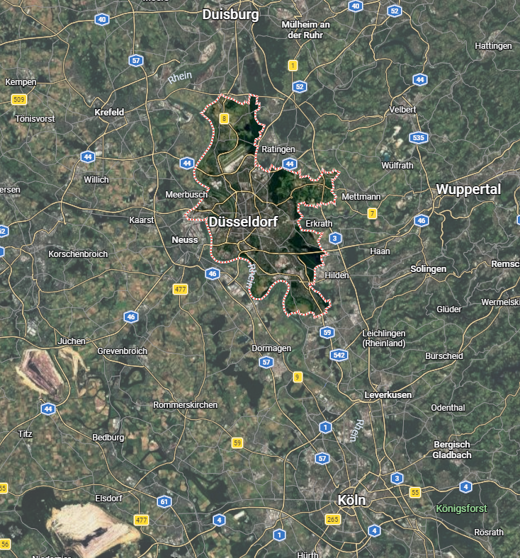 Kartenausschnitt: Düsseldorf, Deutschland