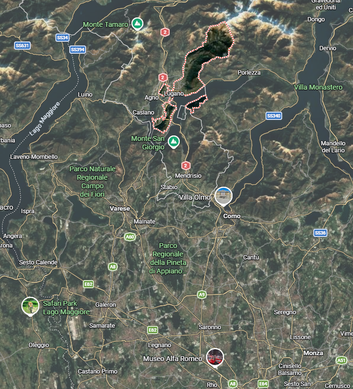 Kartenausschnitt: Lugano, Schweiz