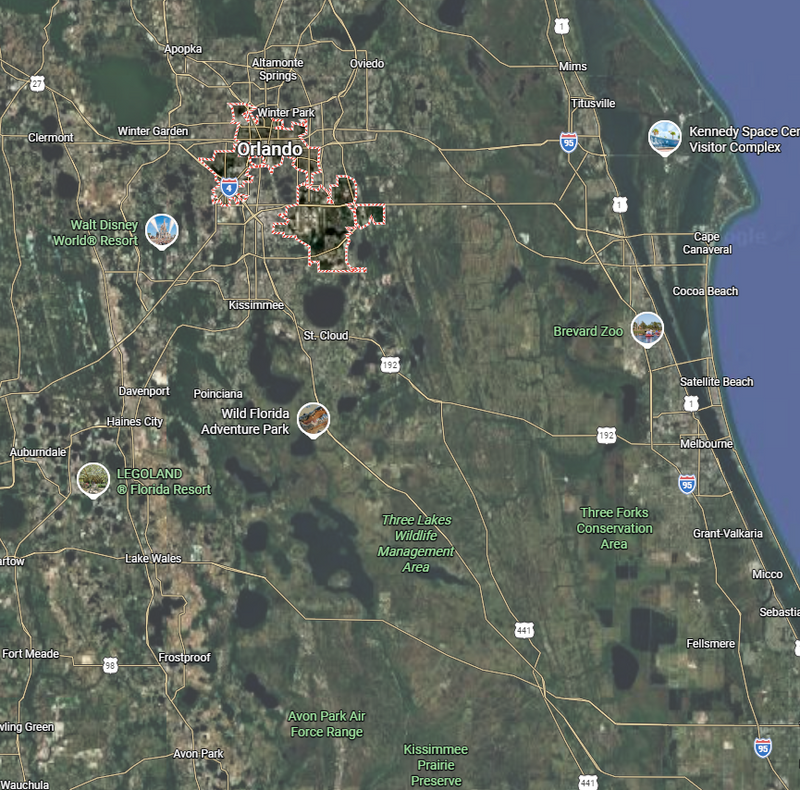 Kartenausschnitt: Orlando, USA