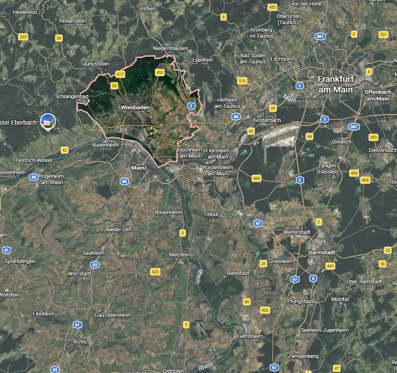 Kartenausschnitt: Wiesbaden, Deutschland