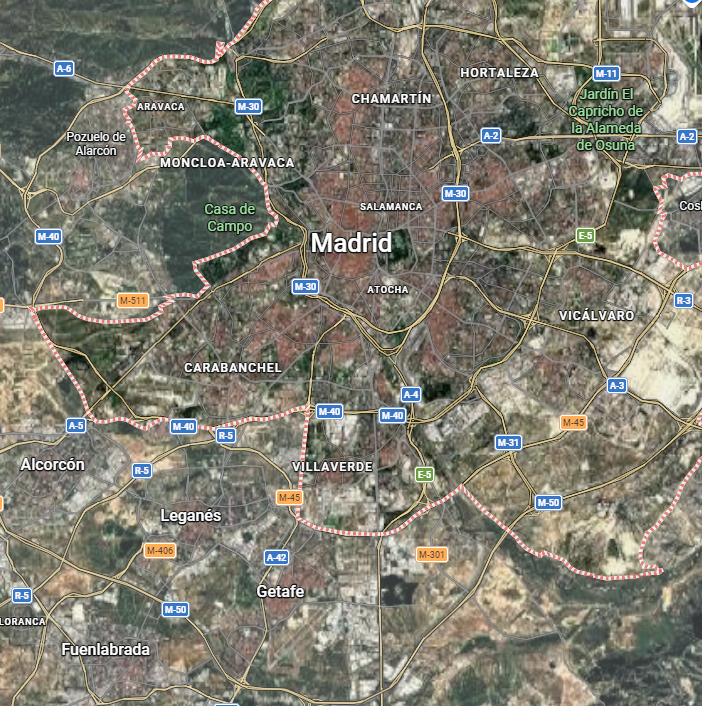Kartenausschnitt: Madrid, Spanien
