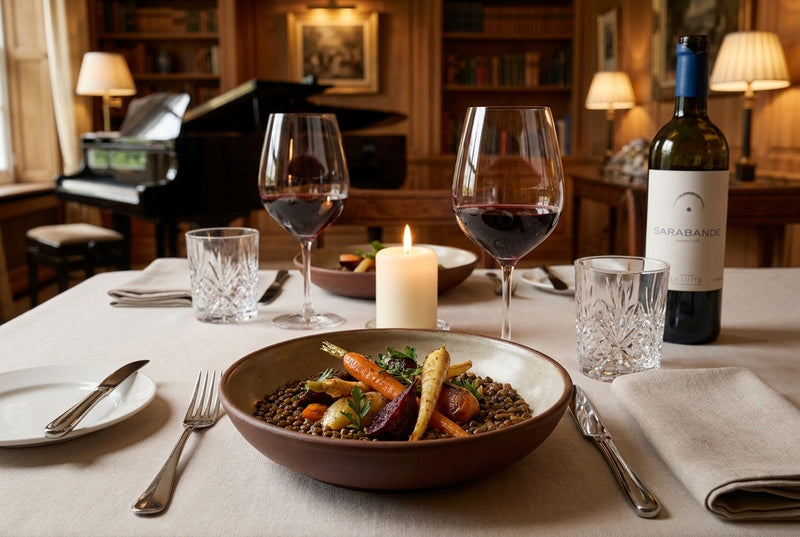 Braised mountain lentils – root vegetables & sherry