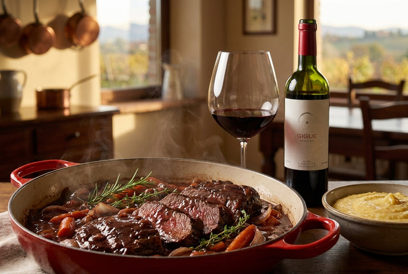 Brasato di Silvio al Gigue – beef pot roast slowly braised in Gigue