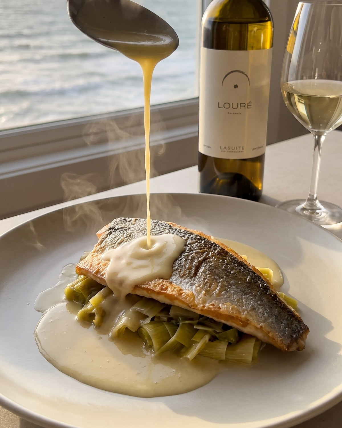 Avec la Louré : sa structure calme porte la sauce au beurre sans masquer le poisson.
