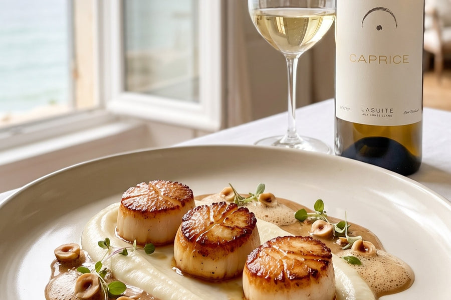 Seared Scallops, Cauliflower Purée & Hazelnut Butter