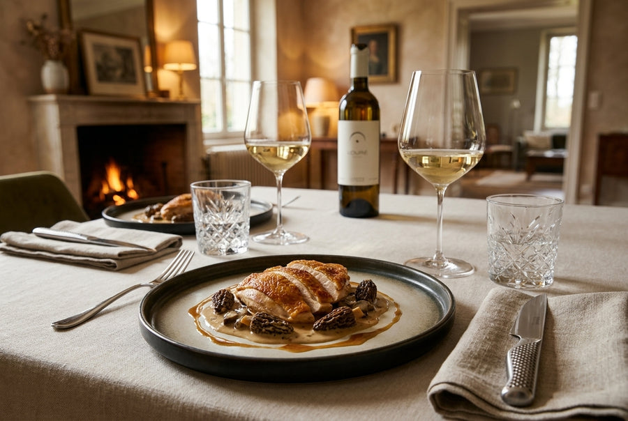 Pan-fried guinea fowl breast – morel cream