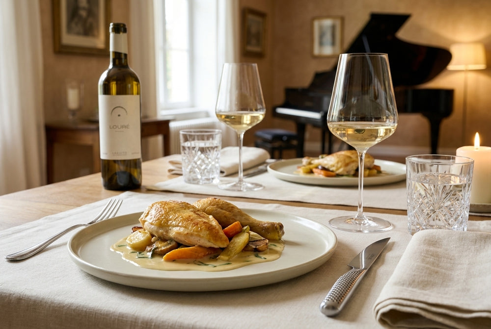 Poularde au four – crème à l'estragon & légumes racines