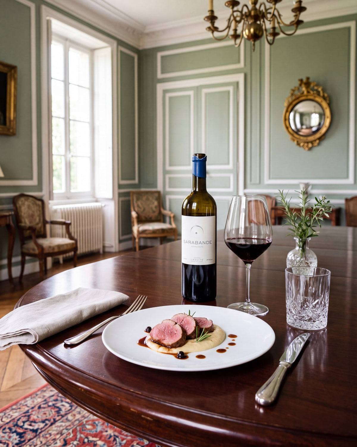 With Sarabande: its calm depth suits the venison and the spiced juniper jus.