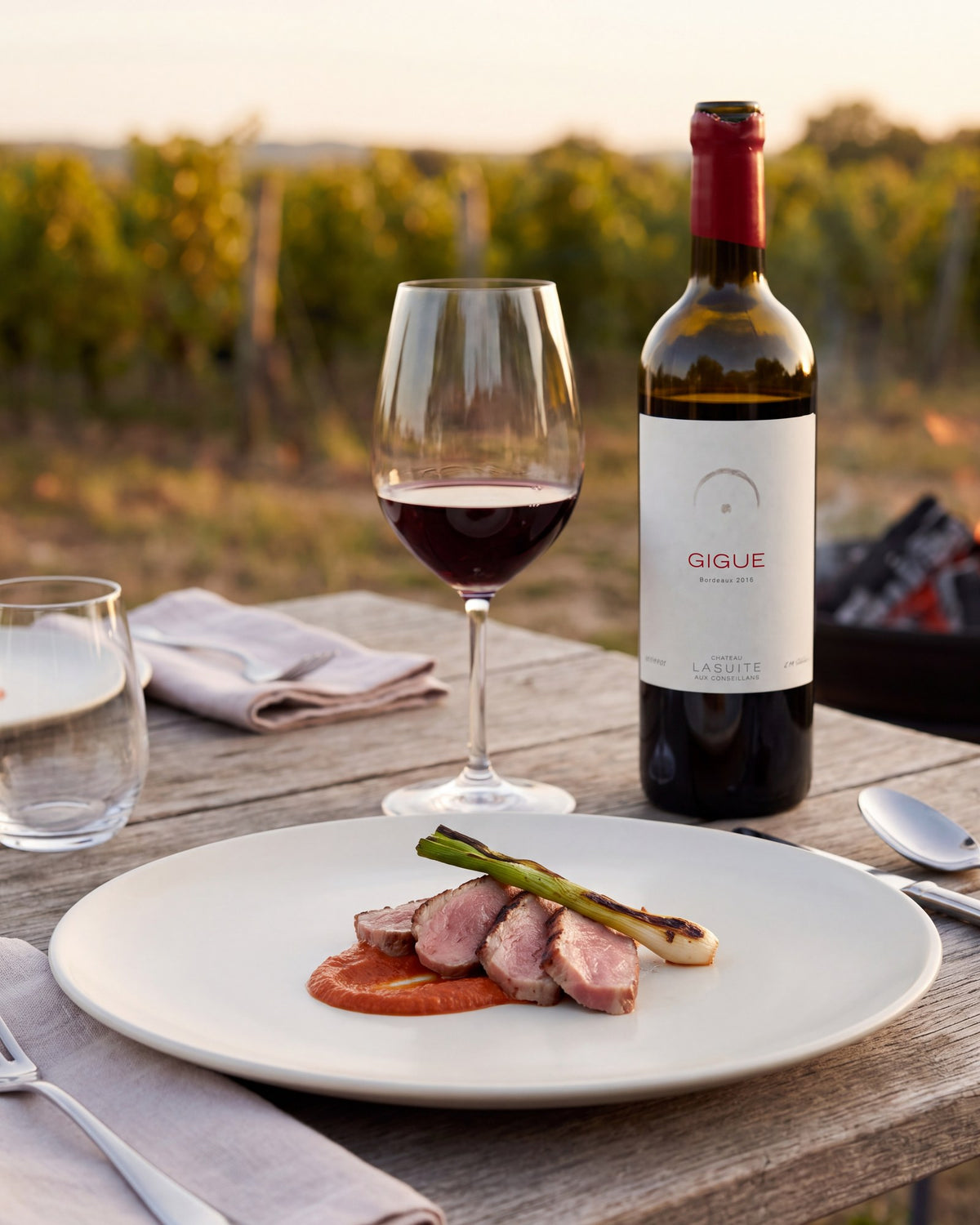 With Gigue: its lively fruit suits the smoke of the grill and the spiced romesco.