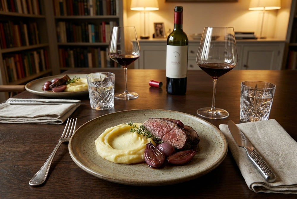 Sous-vide paleron – red-wine shallots & potato mash